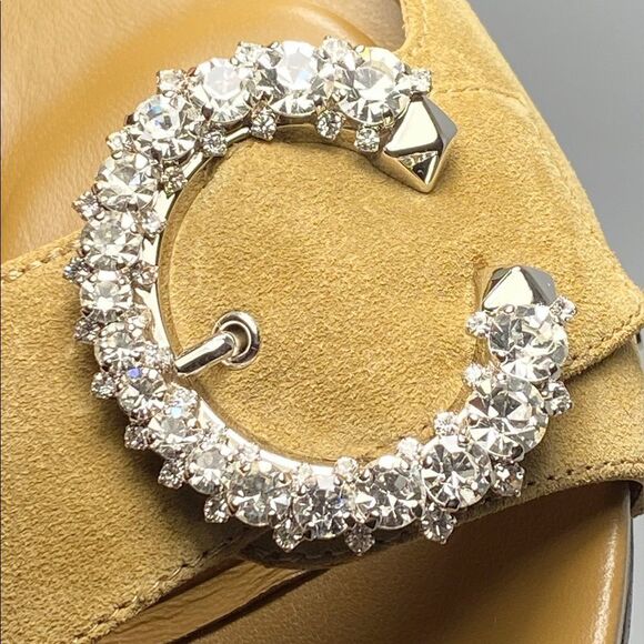 Jimmy Choo Arlia Suede Crystal Buckle Casual Wedge Sandals size 40 - Picture 9 of 13